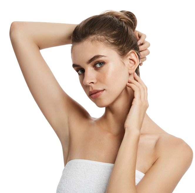 Skinéa Kundin mit glatter, haarfreier Haut